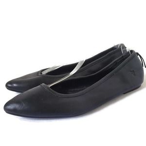 Black Leather Pointy Toe Flats 